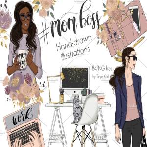 女强人女性形象手绘插画素材 Mom Boss Hand Drawn Illustrations