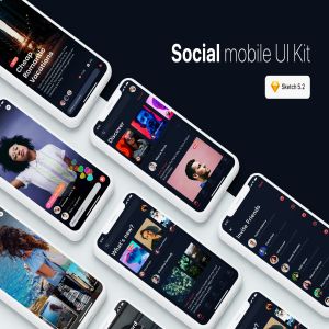社交软件APP应用UI设计套件[SKETCH, XD & FIGMA] Social Mobile UI Kit for SKETCH, XD & FIGMA