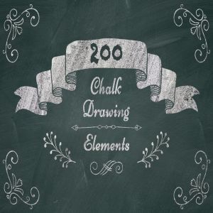 200个高分辨率粉笔画风格装饰元素PNG素材合集 200 High Resolution PNG Elements