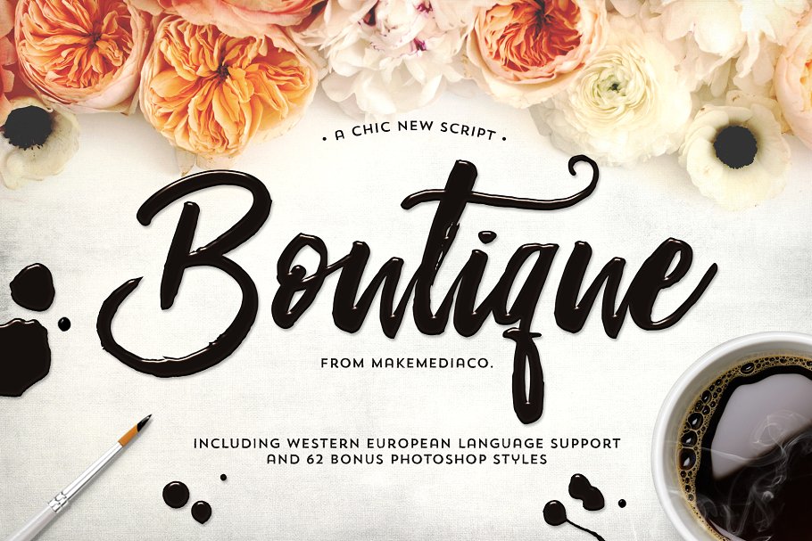 画笔手写英文字体 Boutique Script + PSD Styles