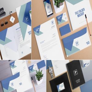 4款时尚商业品牌演示文具样机场景套装 4 Stationery Mockup Scenes