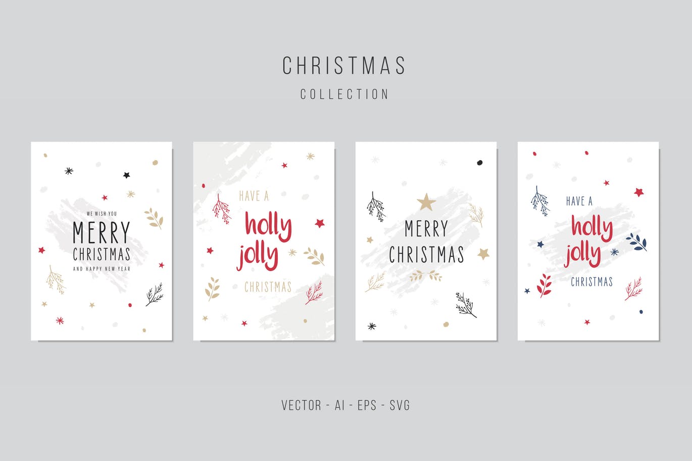 圣诞贺卡矢量设计模板素材v5 Christmas Vector Card Set. vol.5