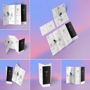 4折页广告传单小册子样机 4 Fold Brochure Mockups