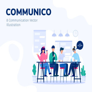 一流设计素材网下午茶：团队合作矢量插画套装[Ai]