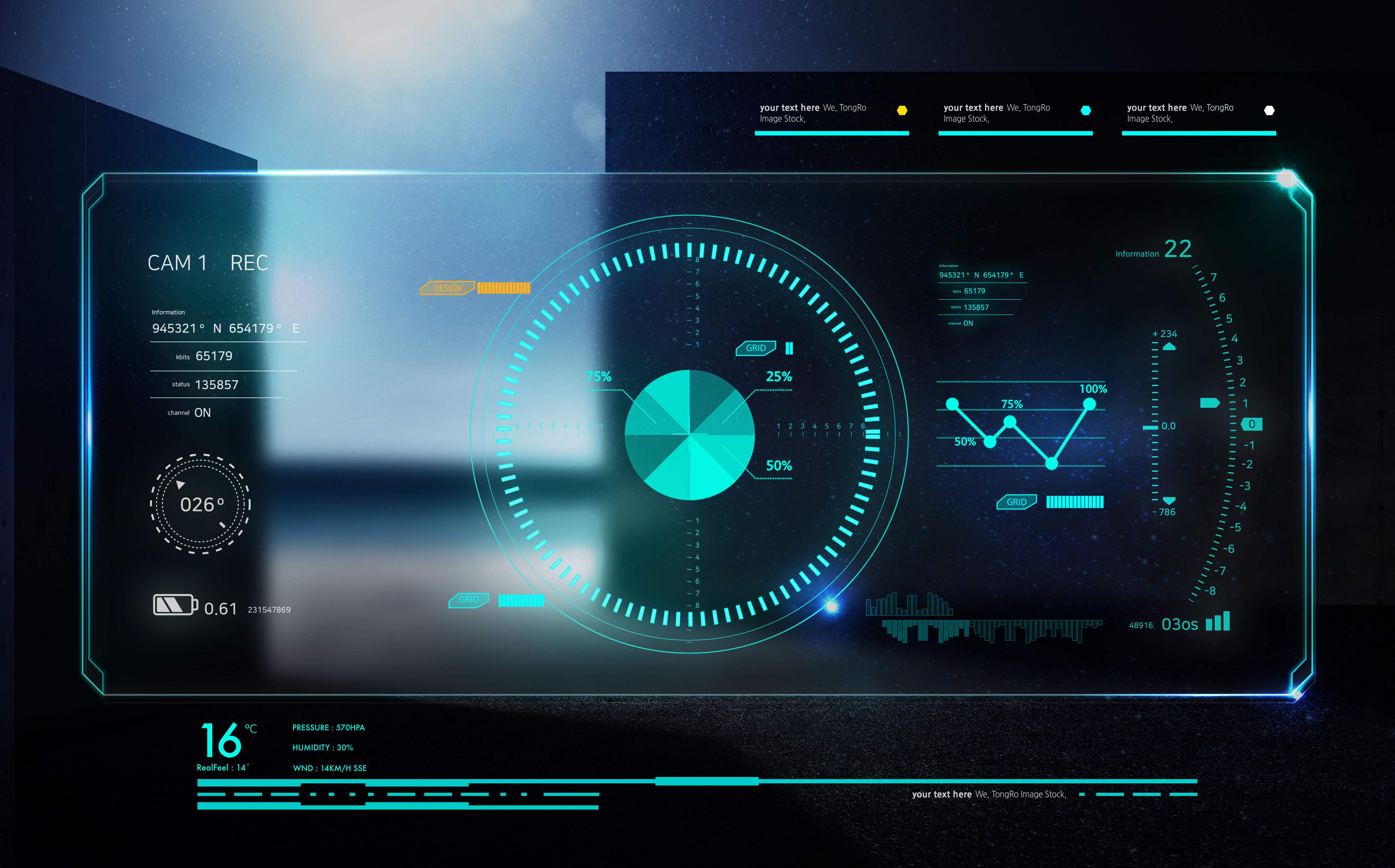 UHD抬头显示UI界面科技元素海报设计套装[PSD]