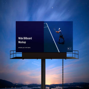户外大型广告牌效果图样机模板 Wide Billboard Mockup