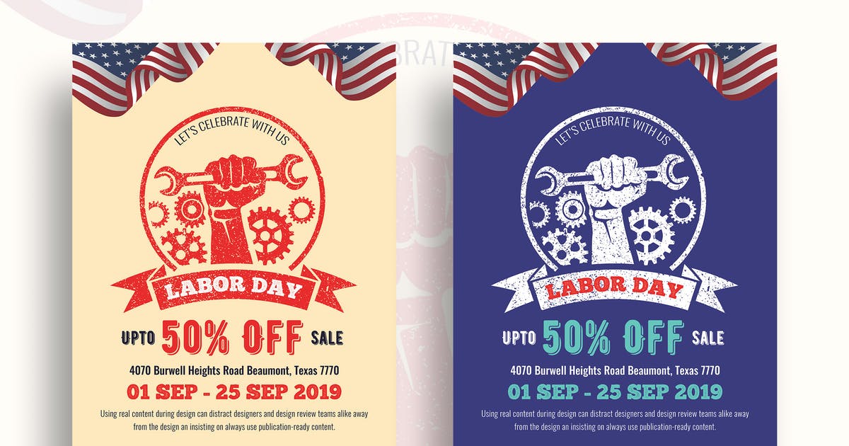 劳动节促销打折活动传单设计模板05