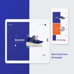 潮牌运动鞋网站设计PSD模板 NeoCO – Shoes Store PSD Template