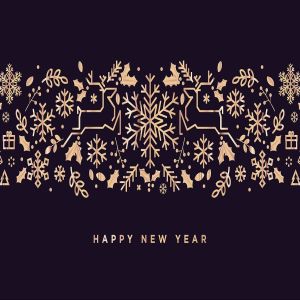 2019年新年贺卡海报金箔装饰元素矢量图形 Happy New Year 2019