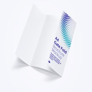 A4纸折叠企业宣传传单设计效果图样机02 A4 Gate Fold Brochure Mockup 02