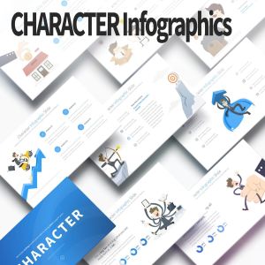 卡通人物插画数据分析信息图表PPT幻灯片模板 Character – PowerPoint Infographics Slides