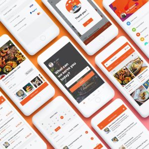 美食点评在线点餐类APP应用UI套件 Food Mobile App UI Kit