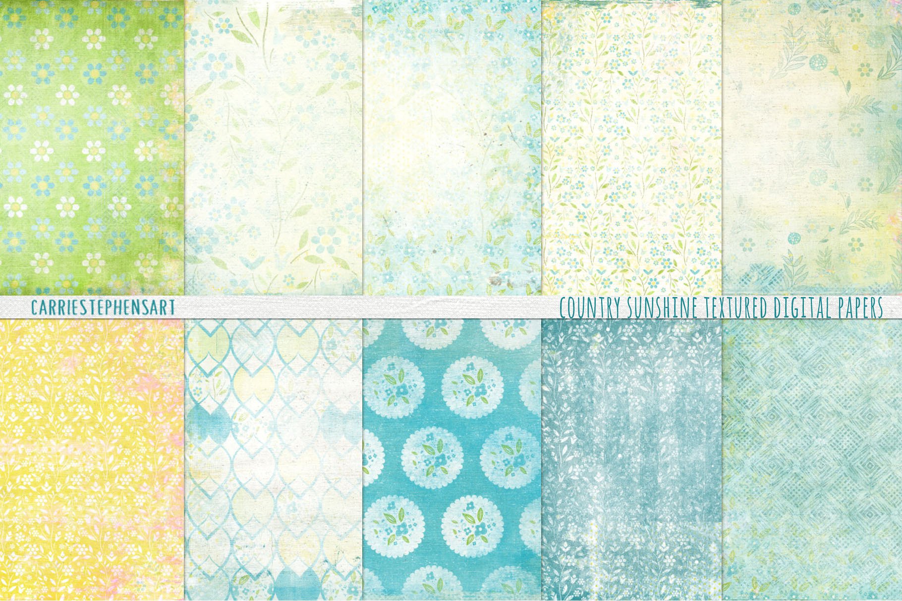 破旧别致的花卉纸质无缝背景 Shabby Chic Floral Digital Papers