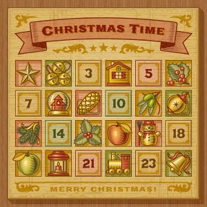 复古木刻风格圣诞节主题日历设计模板 Vintage Christmas Advent Calendar插图2