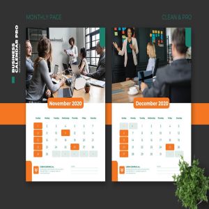 简约商务设计风格2020年日历表设计模板v2 2020 Clean Business Calendar Pro with US Holiday插图8