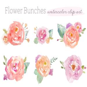 水彩花束图形 Flower Bunches