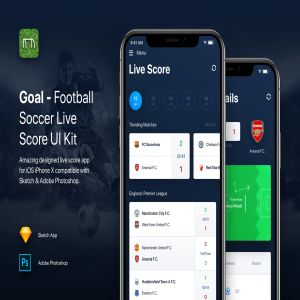 足球实时比分APP应用UI设计模板 Goal – Football Soccer Live Score UI Kit Template