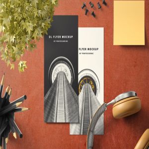 时尚高端品牌纵向DL传单样机套装2 Portrait DL Flyer Mockup – Set 2