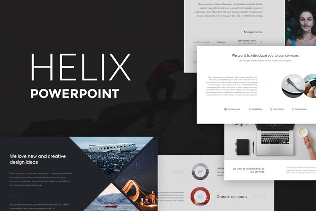 80+页多用途企业或个人 PPT 幻灯片模板 Helix PowerPoint Presentation