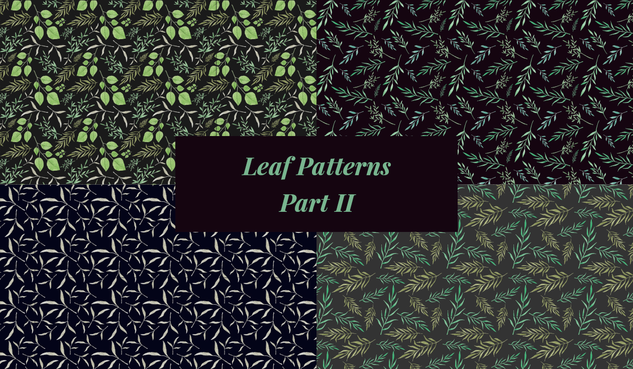 手绘树叶矢量图案无缝纹理素材v2 Nature Hand Drawn Vector Leaf Patterns II