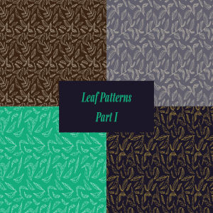 手绘树叶图案无缝矢量图案纹理素材 Seamless Vector Leaf Patterns Hand Drawings