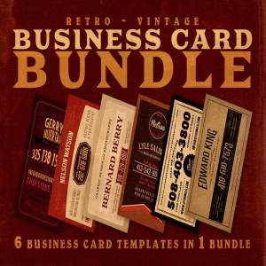 6款复古企业商务名片模板 Retro Business Cards插图1