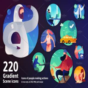 220枚创意渐变场景图标 220 Gradient Scene Icons