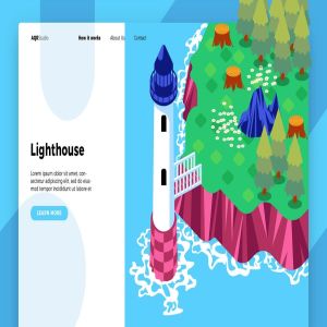 灯塔概念插画网站Banner&着陆页设计模板 Lighthouse – Banner & Landing Page