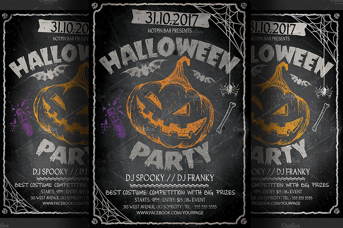 现代万圣节传单模板 Halloween Flyer Template