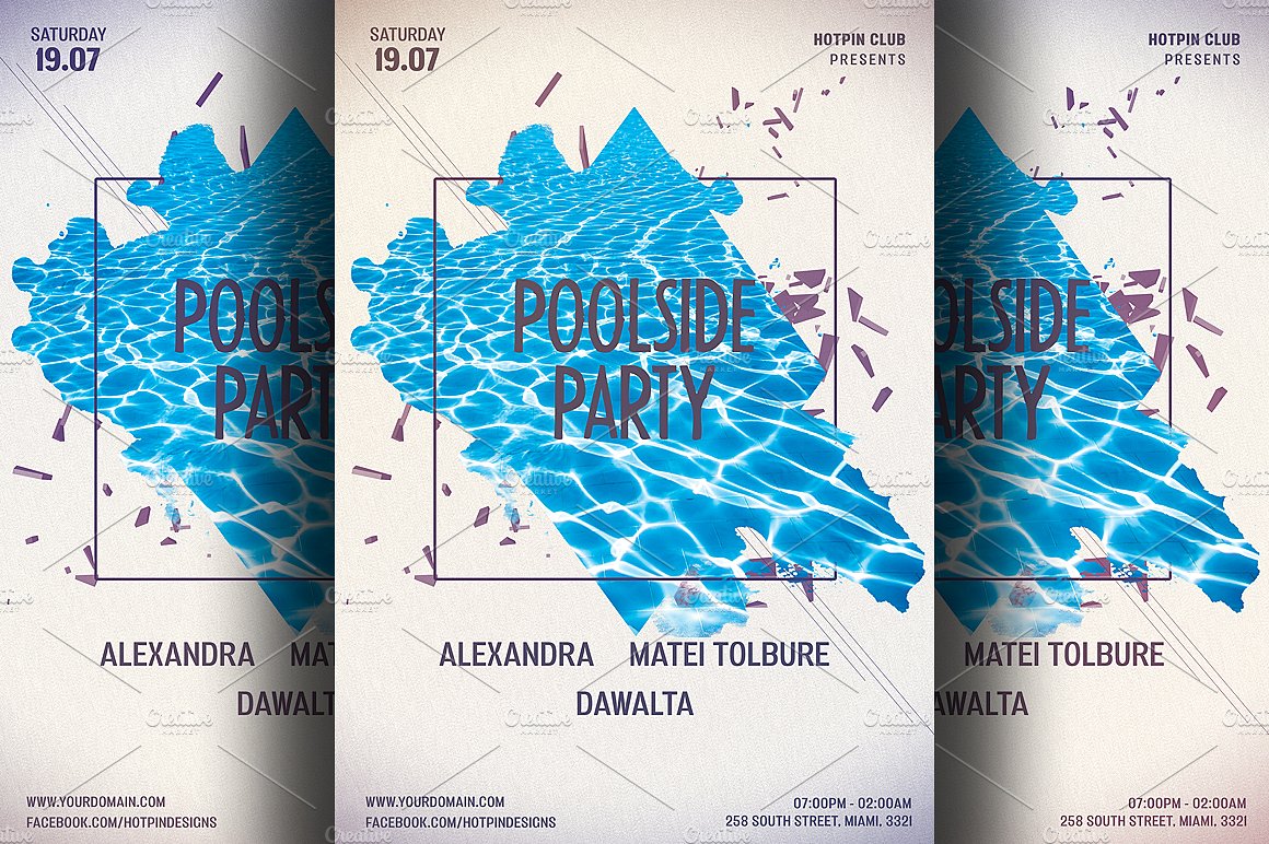 极简主义夏日狂欢派对海报PSD模板 Minimal Summer Pool Party Flyer