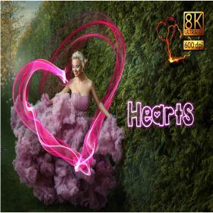 8K超高清分辨率心形叠层背景 8K Hearts Overlays