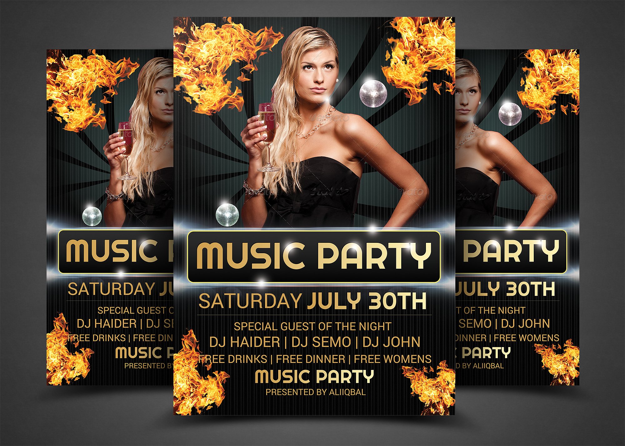 夜店夜场宣传海报设计模板 Night Party Flyer