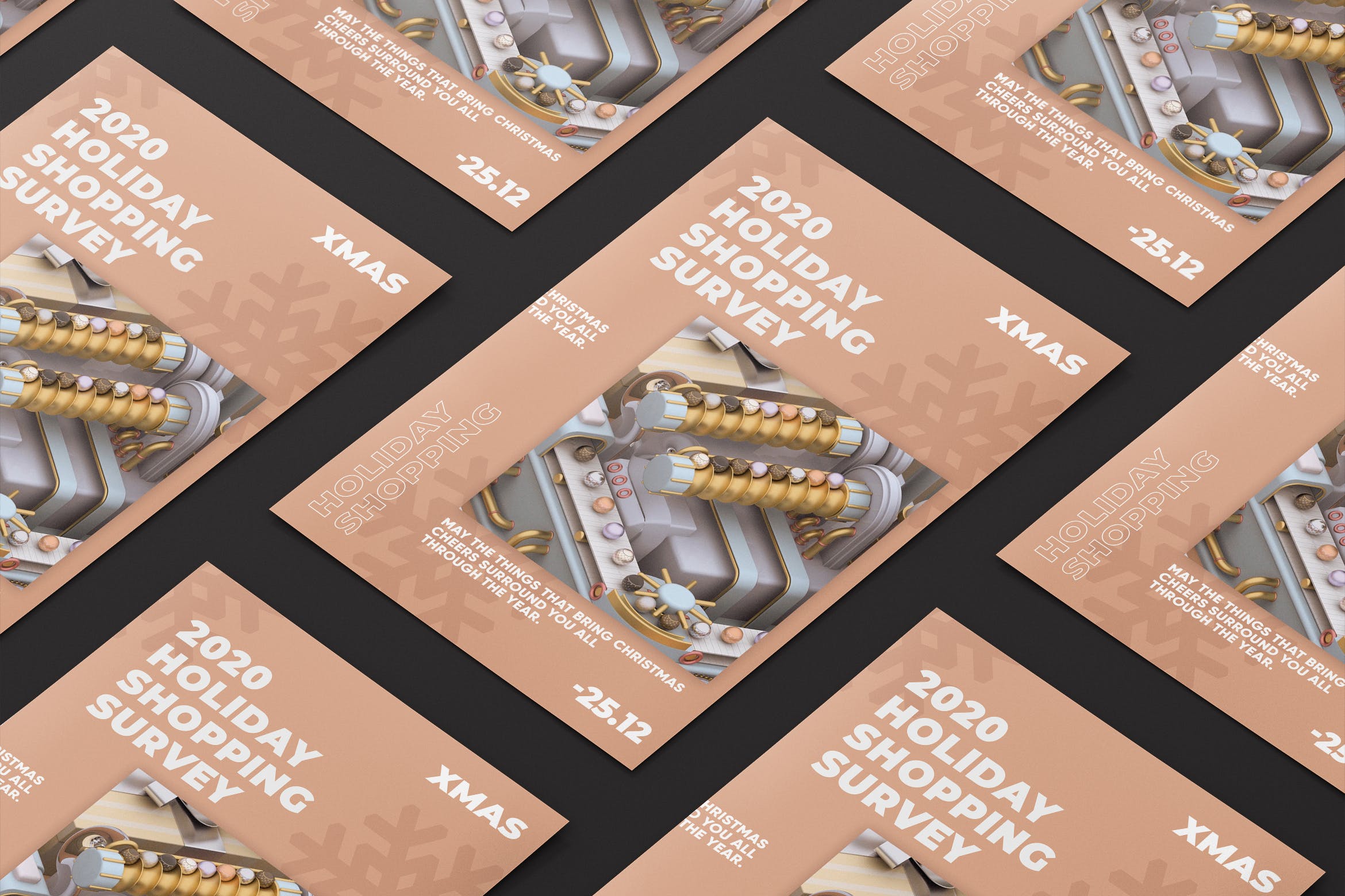 圣诞节或新年派对3D建模场景海报设计模板 Christmas Party Poster