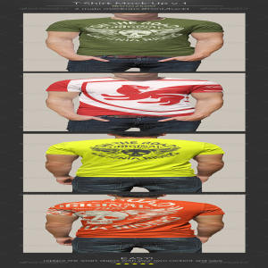 好用的男士T恤设计展示模型下载[PSD,正面+反面]