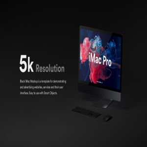 酷黑背景iMac Pro一体机电脑样机模板 Dark iMac Pro Mockup插图15