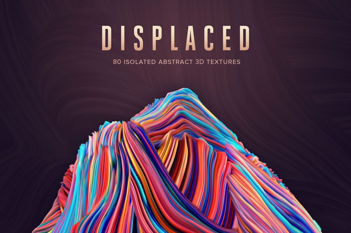 创意抽象纹理系列：80个3D立体抽象形状&PS笔刷 Displaced