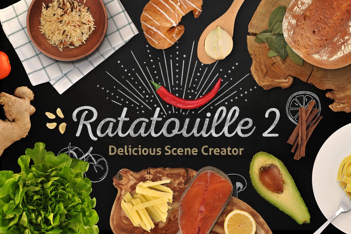 蔬菜大杂烩巨无霸食物场景生成器 Ratatouille 2 — Extended Food Scene Creator