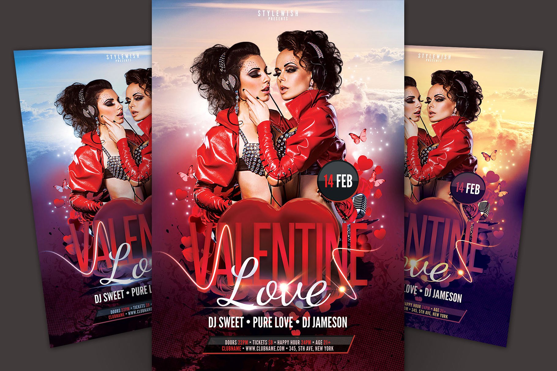 性感女郎情人节主题海报传单设计模板 Valentine Love Flyer Template
