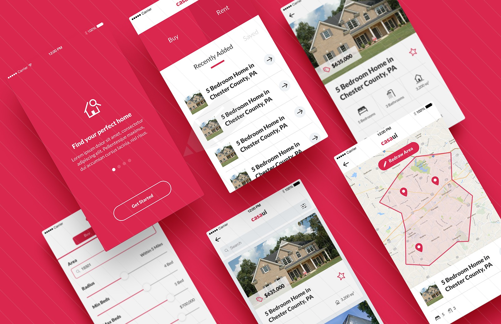 房地产开发销售 APP UI 套件 Casa – Property Mobile App UI Kit