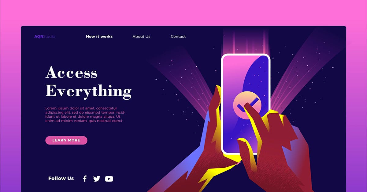 Web访问浏览概念插画网站Banner＆着陆页设计模板 Access Everything – Banner & Landing Page