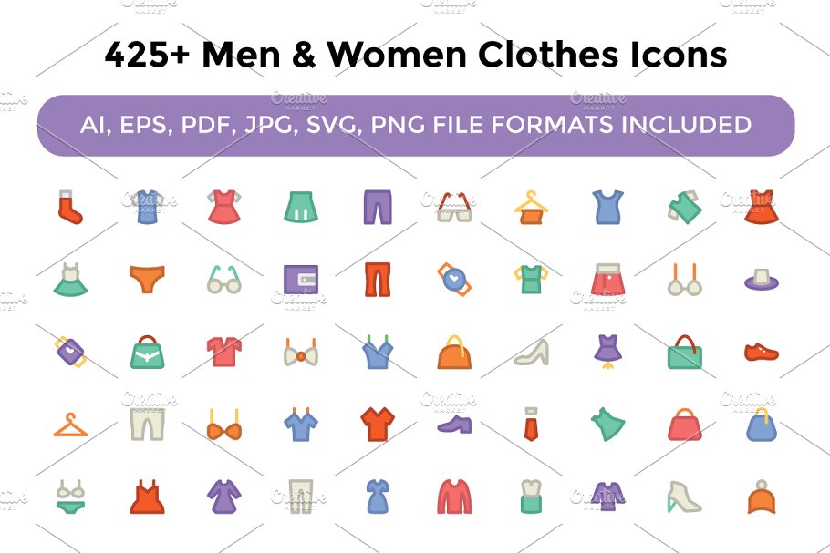 425+男女混合款式服装图标 425+ Men and Women Clothes Icons