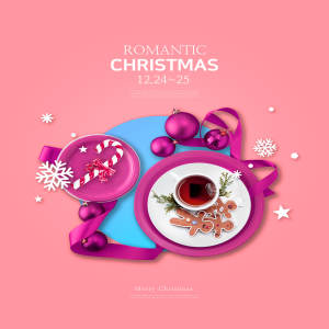 圣诞节浪漫约会主题海报模板psd素材