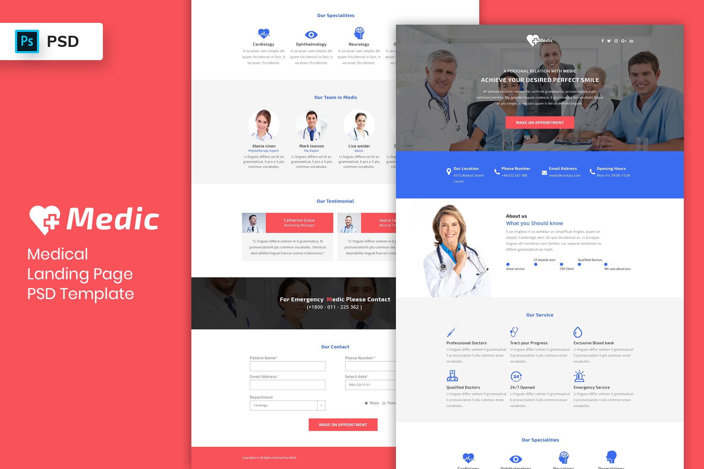 医疗服务＆体检中心网站着陆页设计PSD模板V3 Medical – Landing Page PSD Template-03