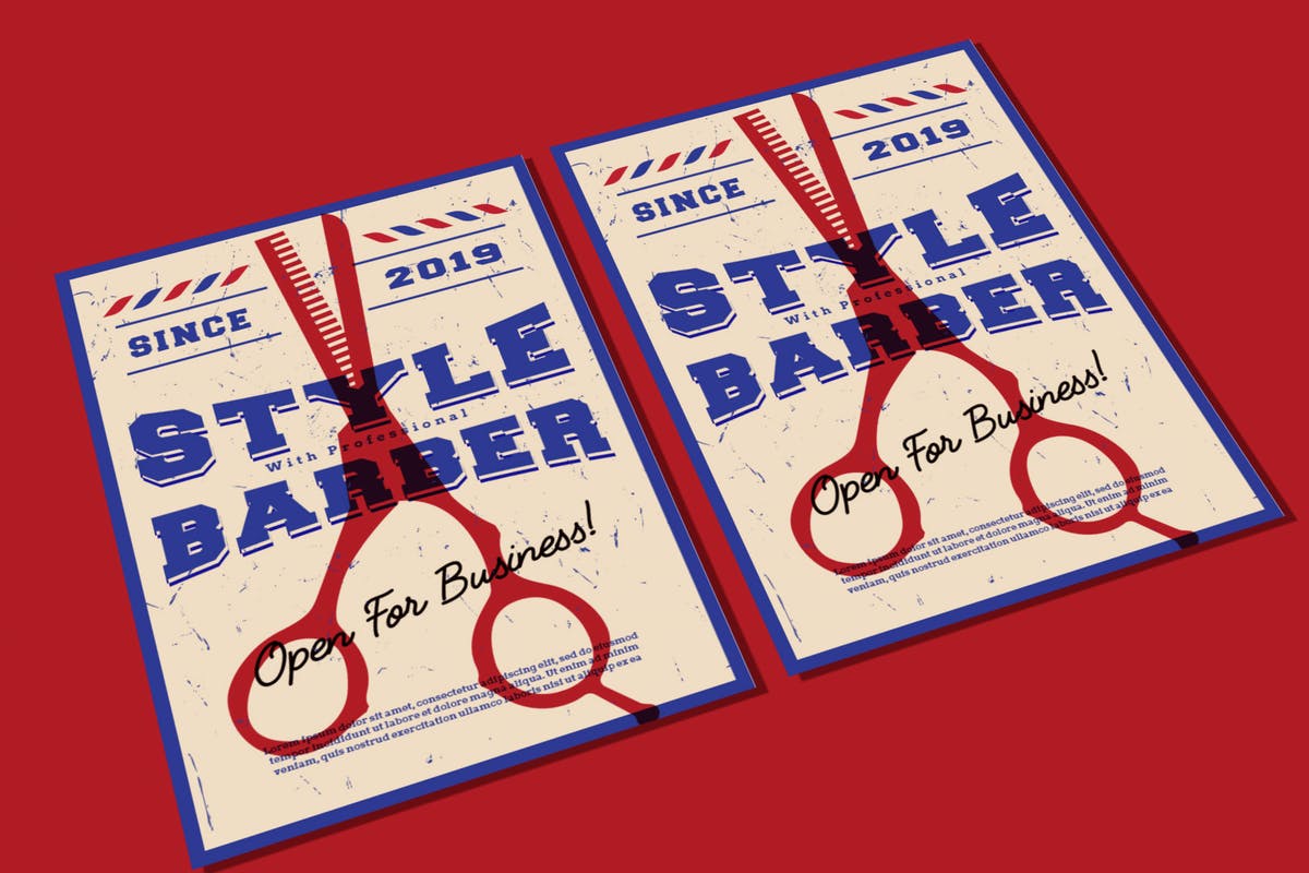 复古设计风格美发理发店宣传海报设计模板 Barber Style Flyer