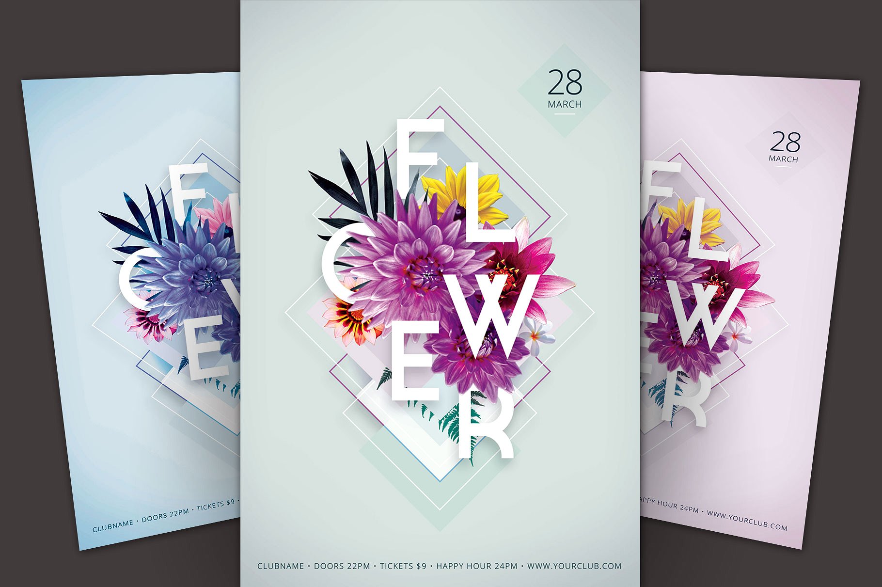 春季花卉主题音乐节海报宣传传单模板 Flower Flyer Template