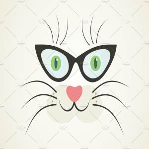 戴眼镜的猫手绘插画图形 Cat in glasses