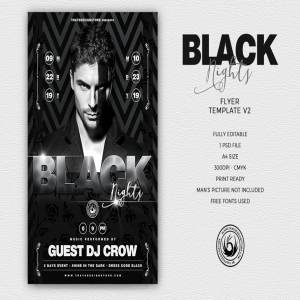 午夜DJ俱乐部活动传单PSD模板v2 Black Nights Flyer PSD V2