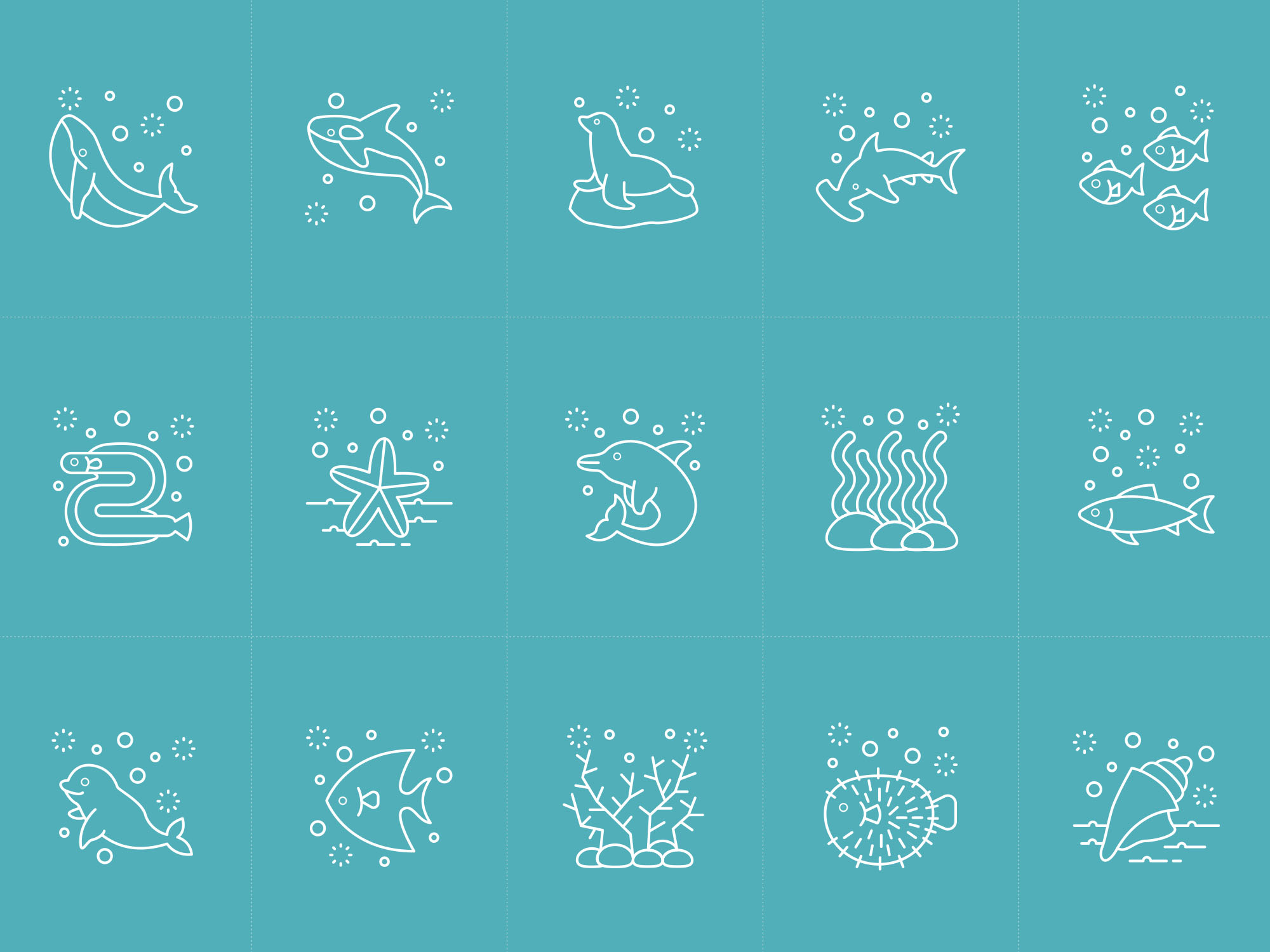 海洋主题矢量图标设计素材 Sea Life Vector Icons