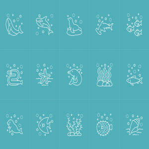 海洋主题矢量图标设计素材 Sea Life Vector Icons