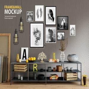 室内画框&墙纸设计展示样机 Interior Frame & Wall Mockup 06